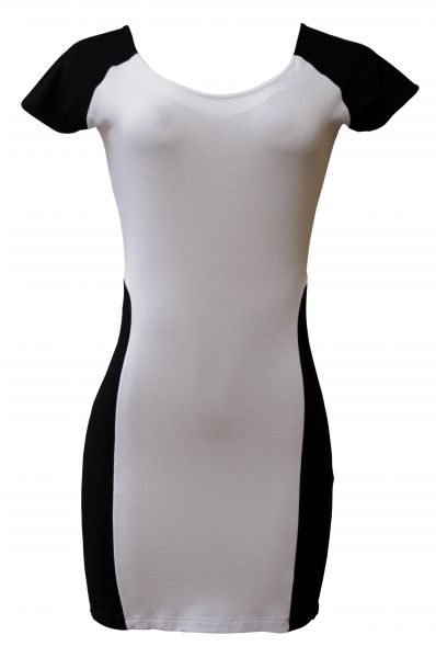 Vestido de Viscolycra Preto/Branco