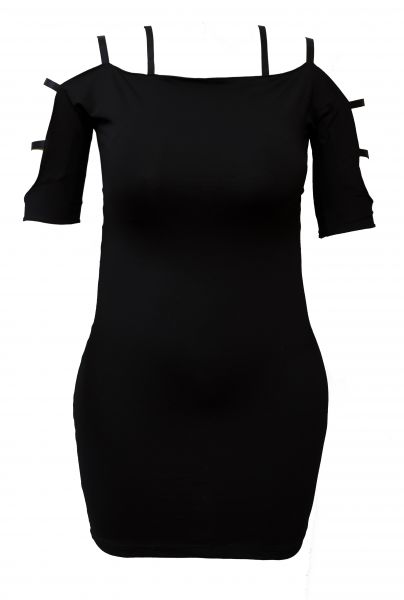 Vestido de Viscolycra com Ombros de Fora